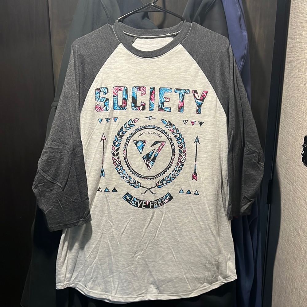 Buckle Black society t shirt skater sleeve length